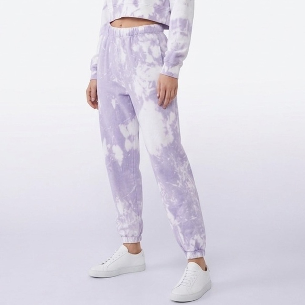 Zara Purple & White Highrise Tie Dye Sweat Pants